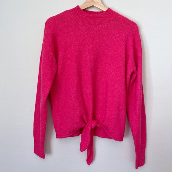 LOFT Wool Blend Mock Neck Waist Tie Sweater - Picture 3 of 13